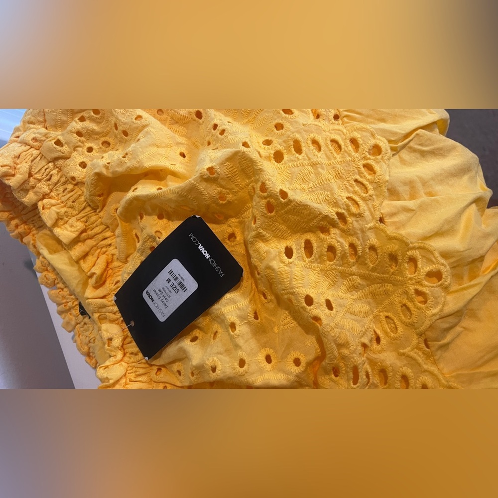 Fashion Nova Yellow Two-Piece Eyelet crochet Maxi Dress - Picture 6 of 7